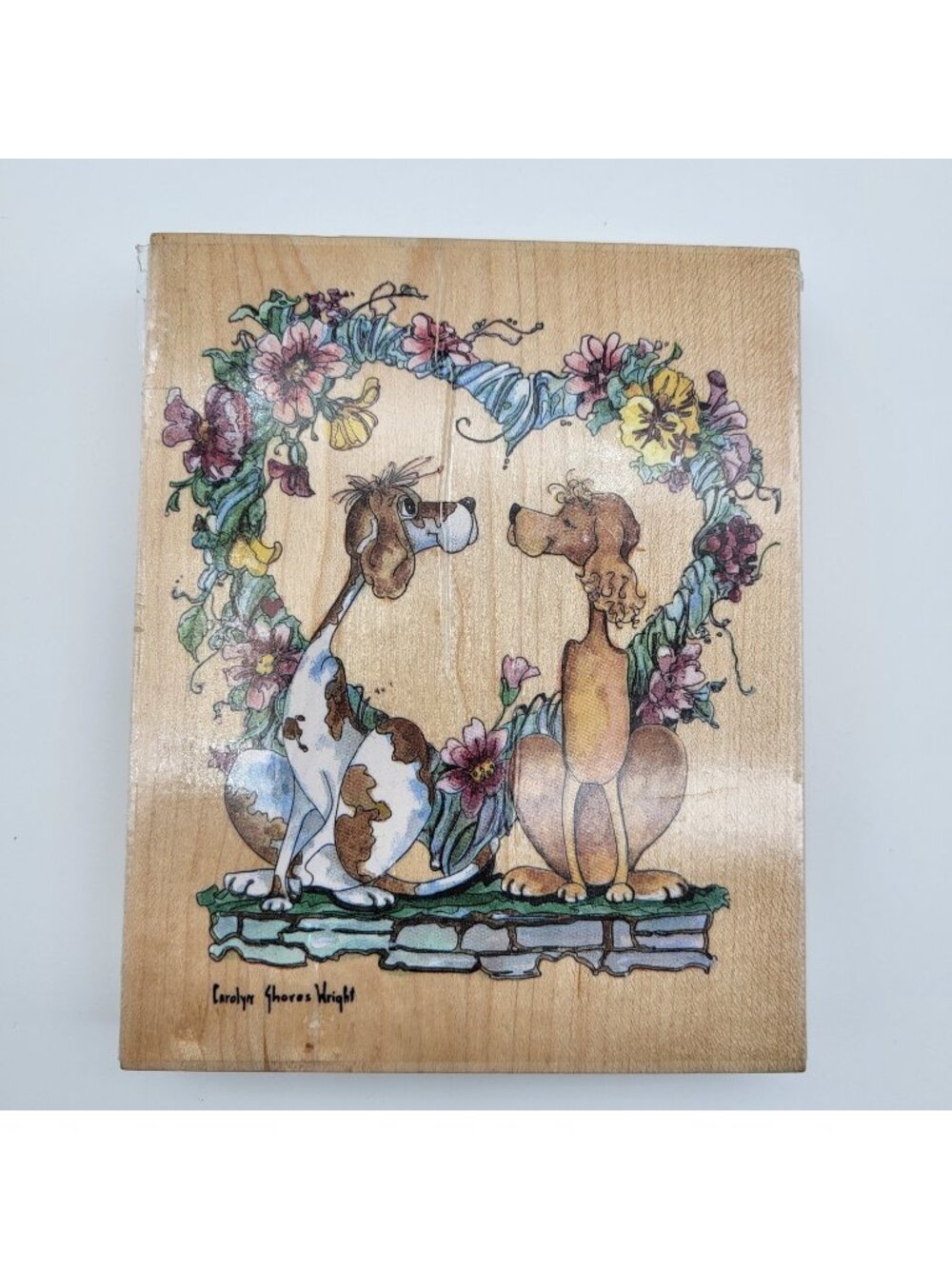 VTG Puppy Love Dogs Dog Heart Rubber Stamp Carolyn Shores Wright